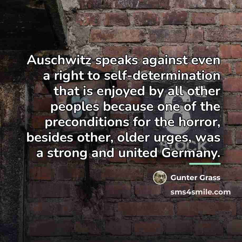 “Auschwitz speaks against even a right to self-determination that is…” quote by Gunter Grass