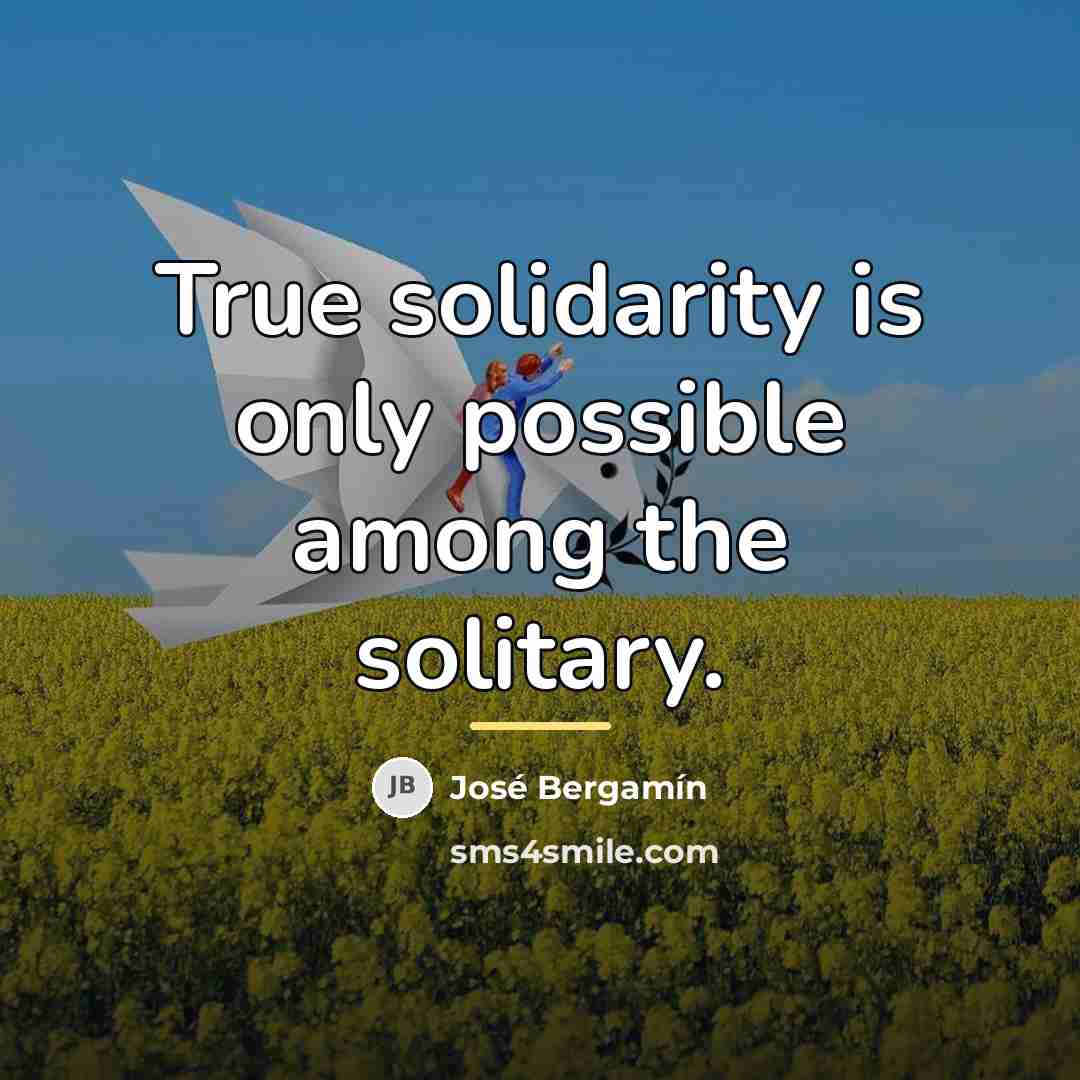 “True solidarity is only possible among the solitary.…” quote by Jose Bergamin