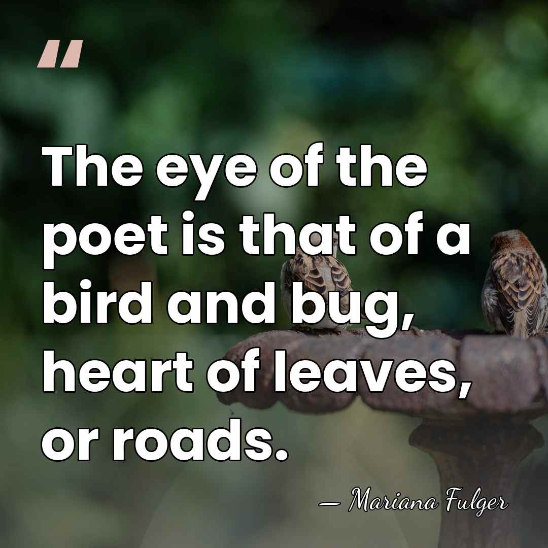 The eye of the poet is that of a bird and bug,&hellip; - Mariana Fulger
