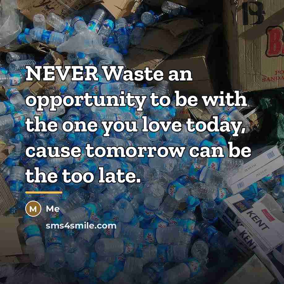 “NEVER Waste an opportunity to be with the one you…” quote by Me