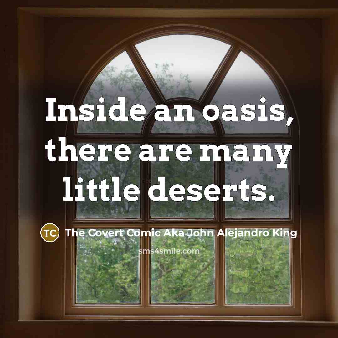 “Inside an oasis, there are many little deserts.” quote by The Covert Comic Aka John Alejandro King