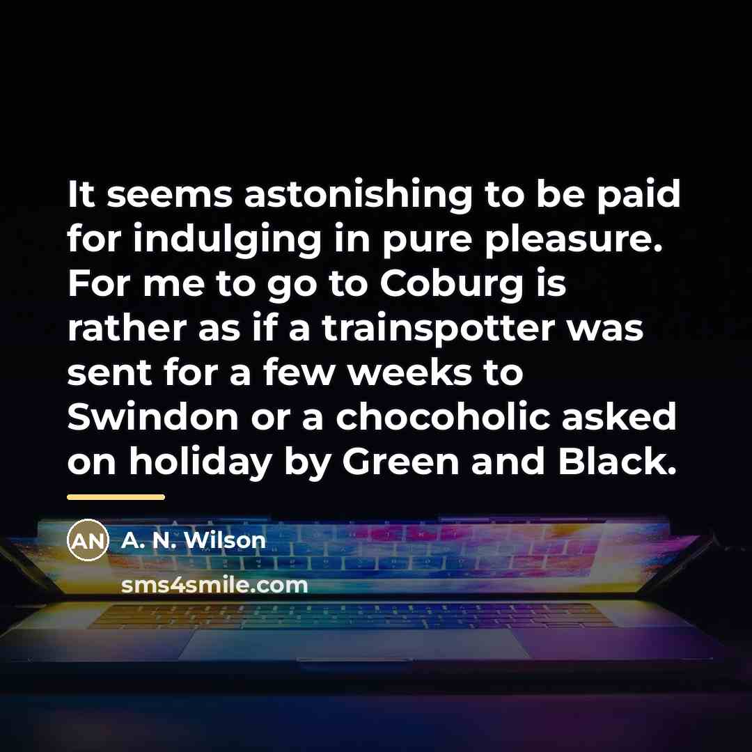 “It seems astonishing to be paid for indulging in pure…” quote by A. N. Wilson