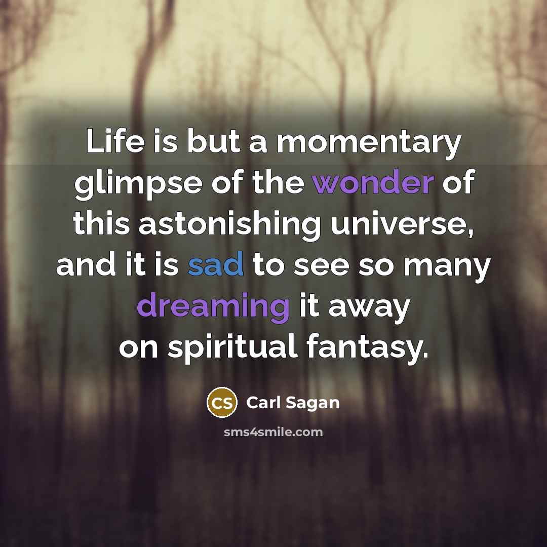 “Life is but a momentary glimpse of the wonder of…” quote by Carl Sagan
