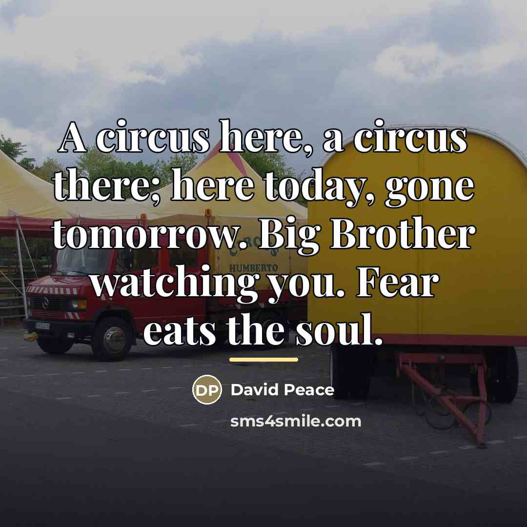 “A circus here, a circus there; here today, gone tomorrow.…” quote by David Peace