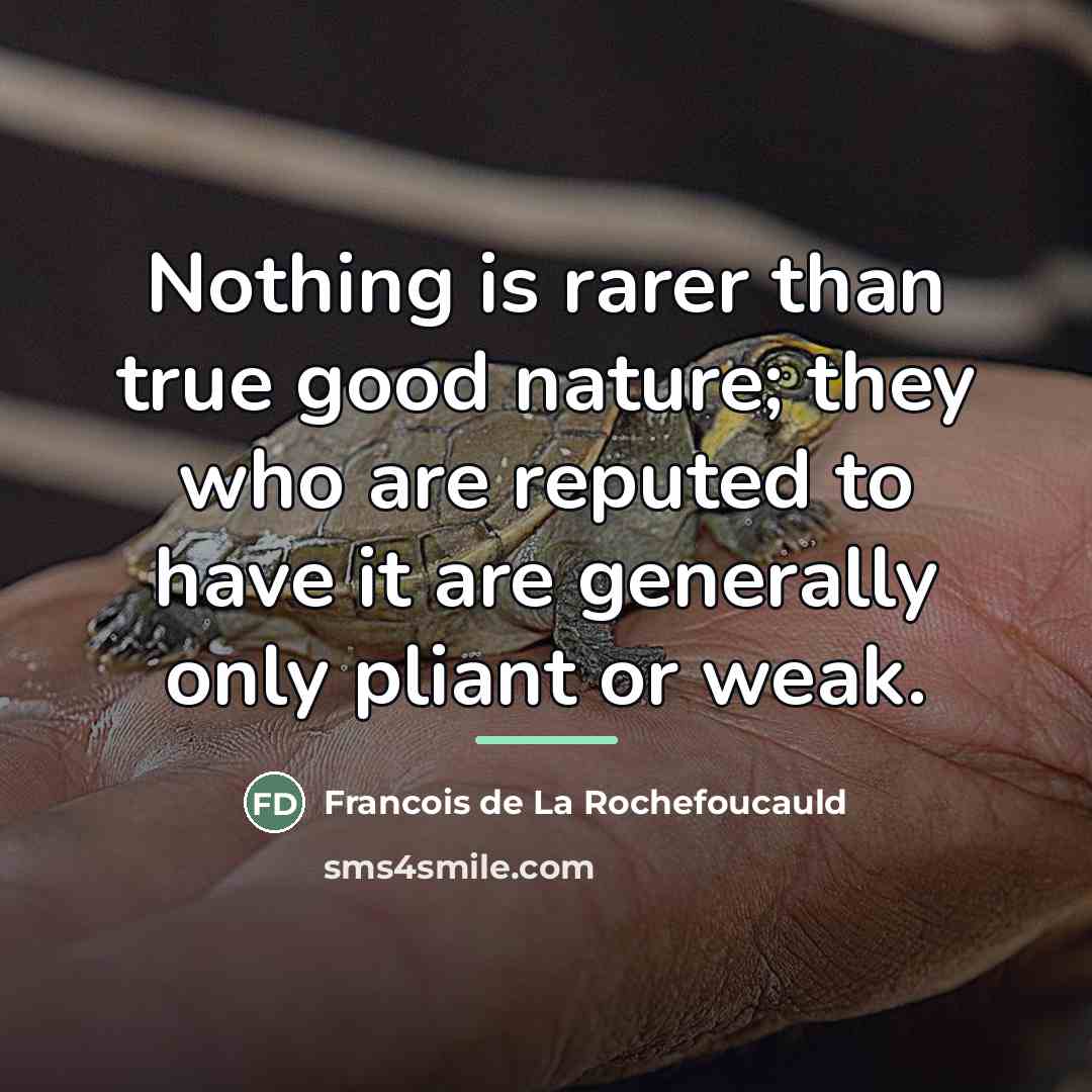 “Nothing is rarer than true good nature; they who are…” quote by Francois de La Rochefoucauld