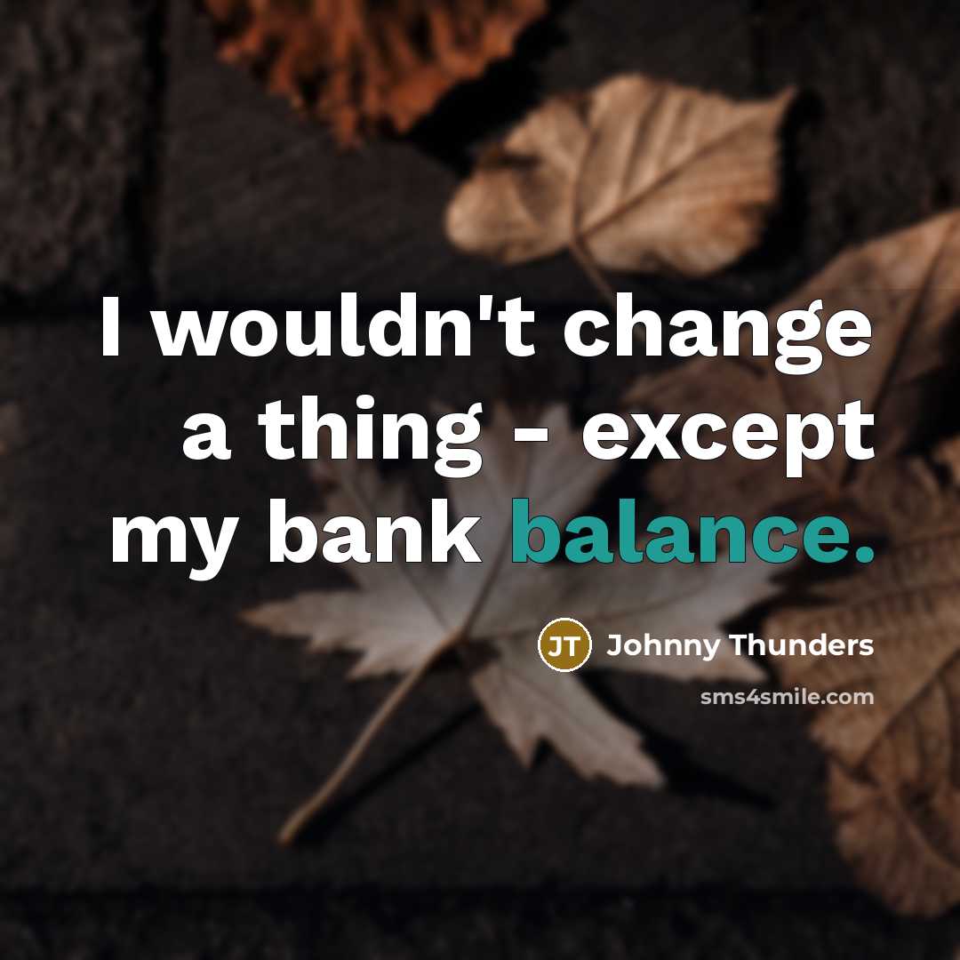 “I wouldn't change a thing - except my bank balance.…” quote by Johnny Thunders