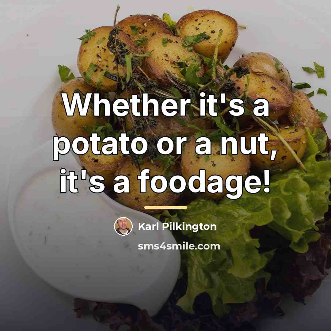 “Whether it's a potato or a nut, it's a foodage!…” quote by Karl Pilkington