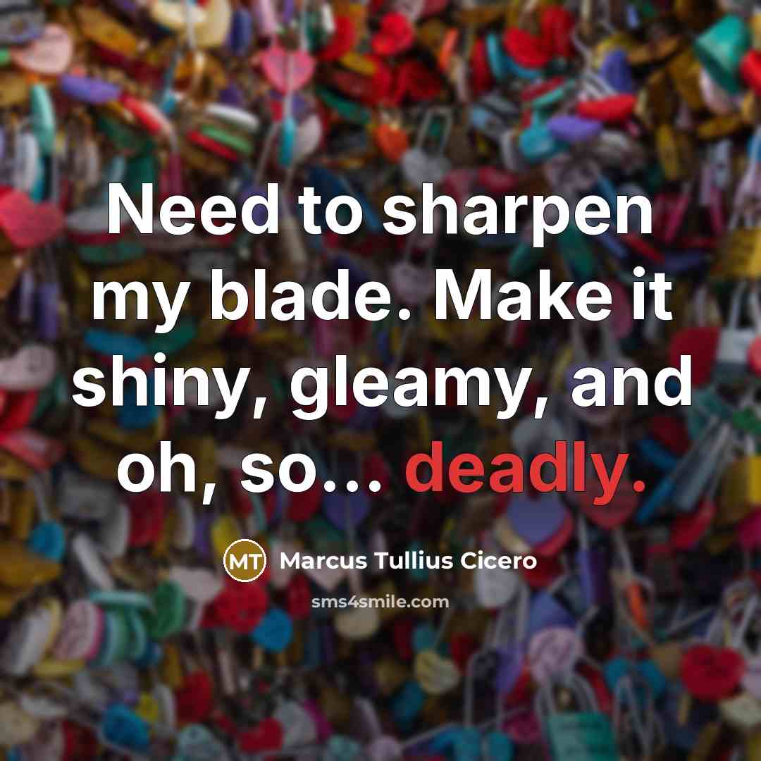 “Need to sharpen my blade. Make it shiny, gleamy, and…” quote by Marcus Tullius Cicero