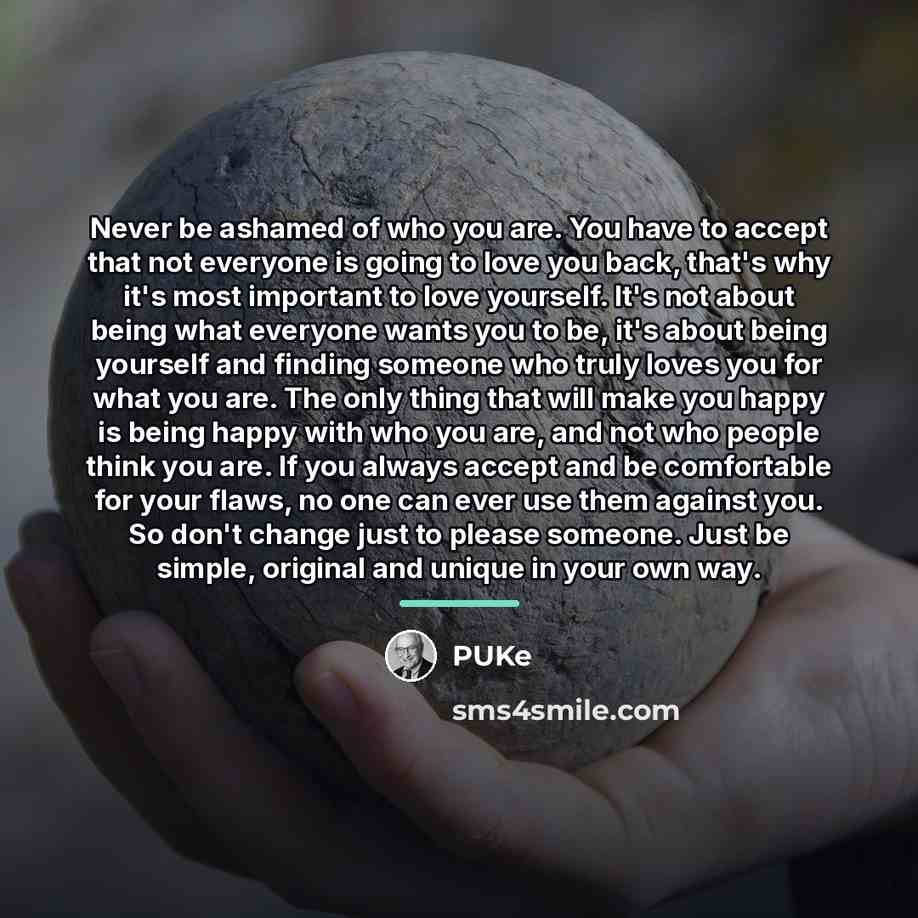 “Never be ashamed of who you are. You have to…” quote by PUKe