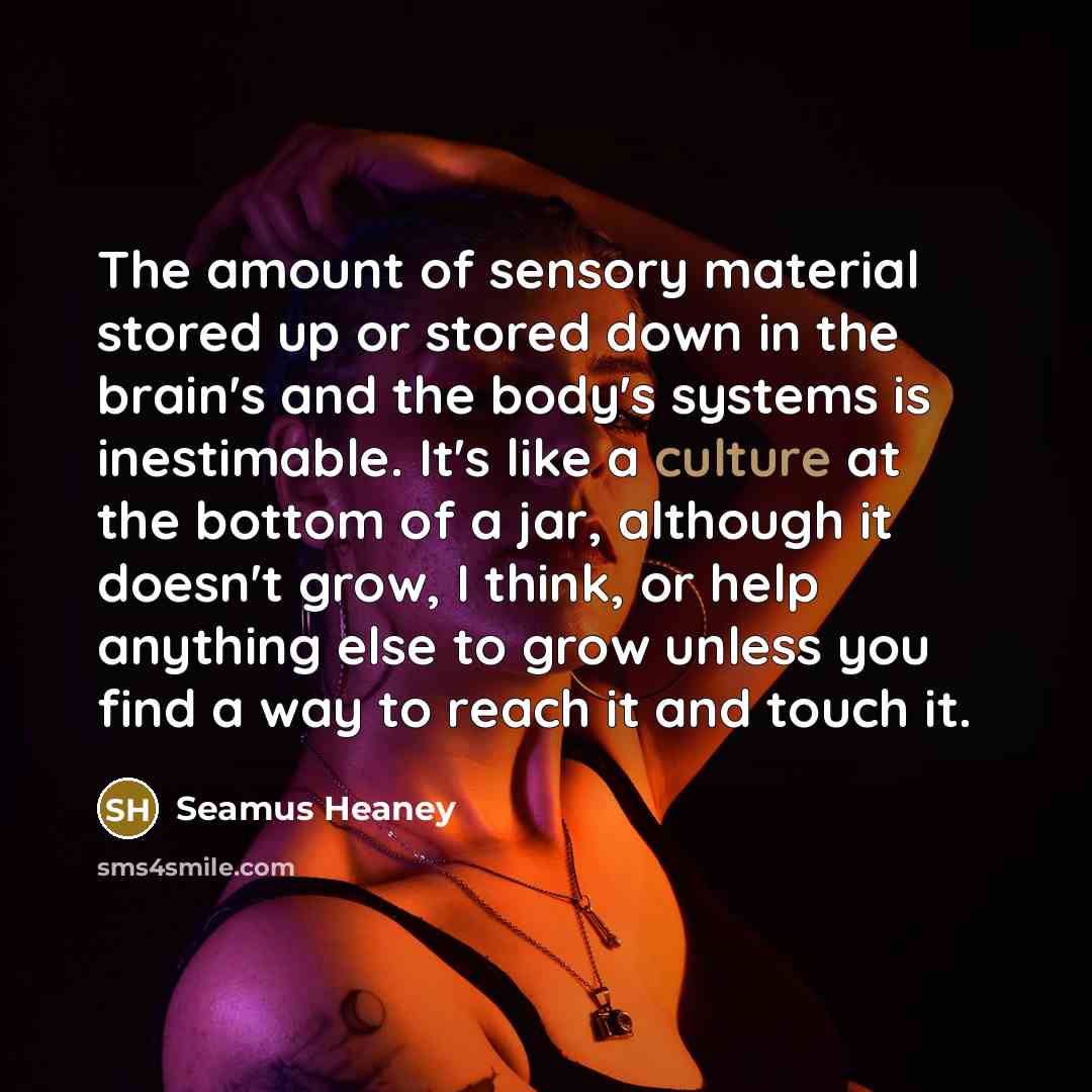 “The amount of sensory material stored up or stored down…” quote by Seamus Heaney