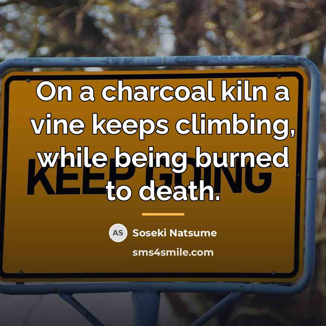 “On a charcoal kiln a vine keeps climbing, while being…” quote by Soseki Natsume