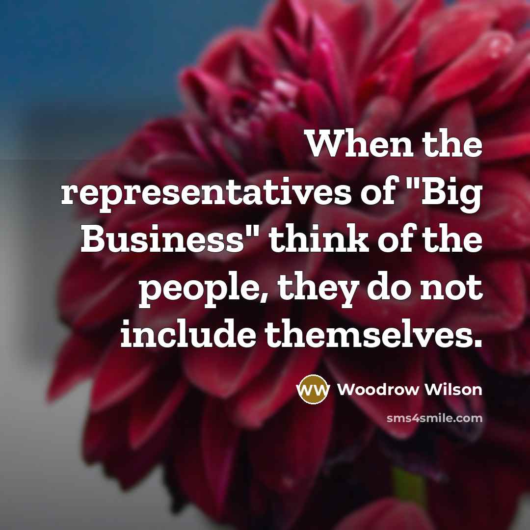 “When the representatives of "Big Business" think of the people,…” quote by Woodrow Wilson