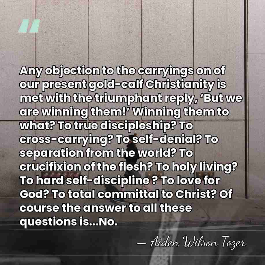 Any objection to the carryings on of our present gold-calf Christianity is&hellip; - Aiden Wilson Tozer