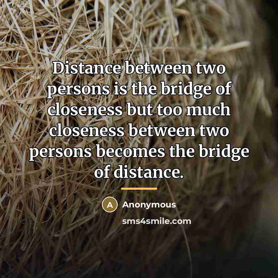 “Distance between two persons is the bridge of closeness but…” quote by Anonymous