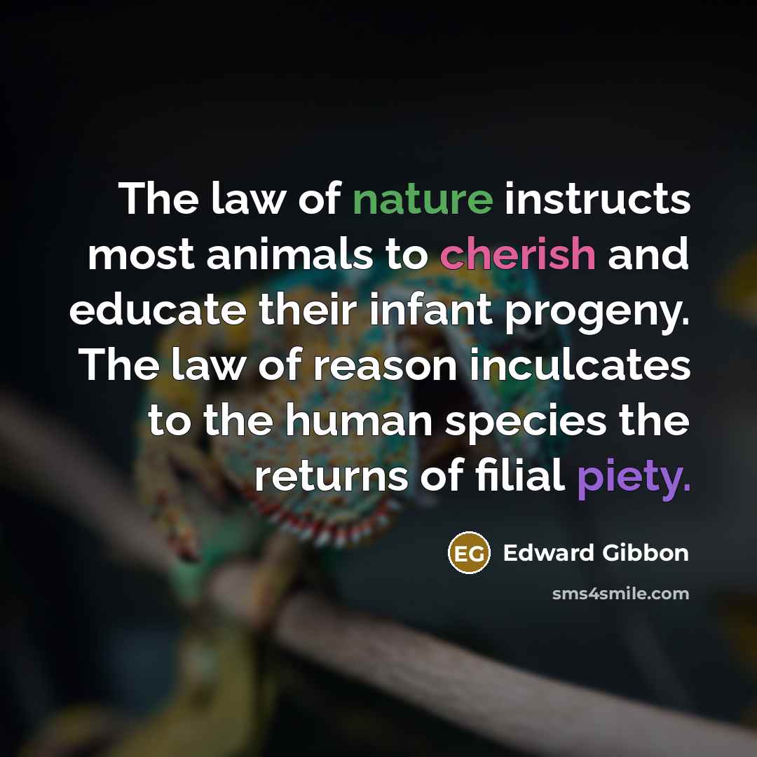“The law of nature instructs most animals to cherish and…” quote by Edward Gibbon