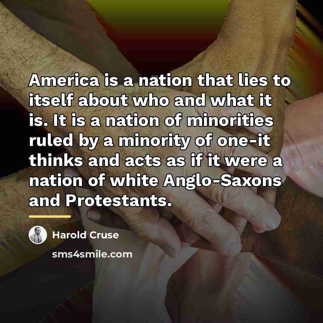 “America is a nation that lies to itself about who…” quote by Harold Cruse