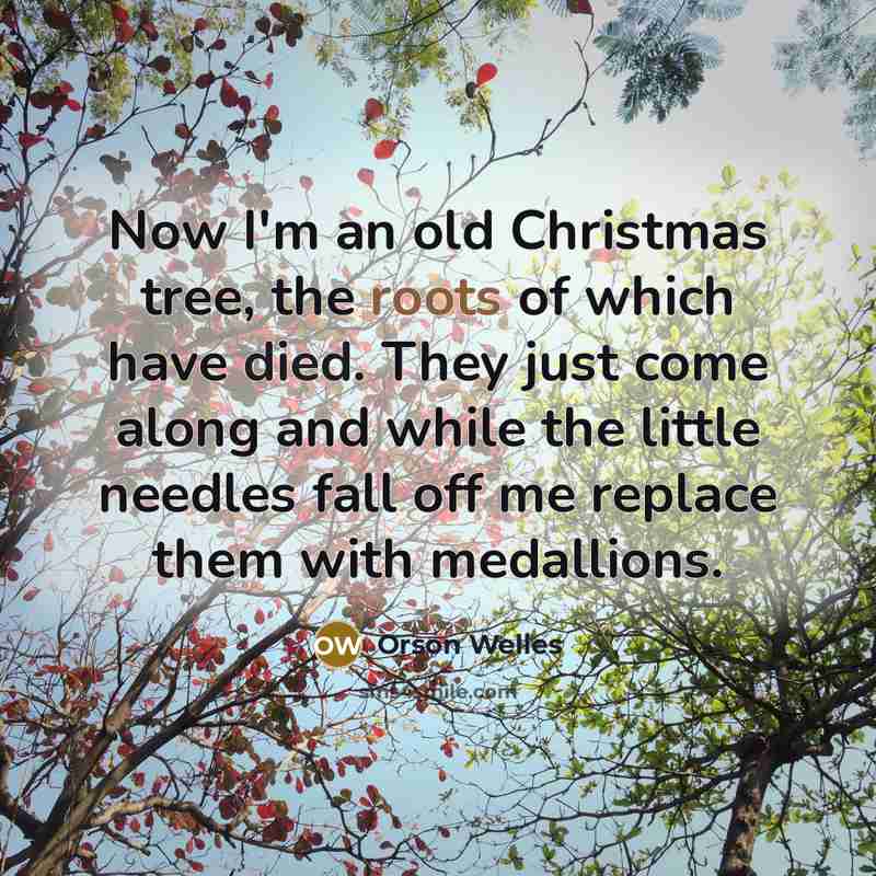 “Now I'm an old Christmas tree, the roots of which…” quote by Orson Welles