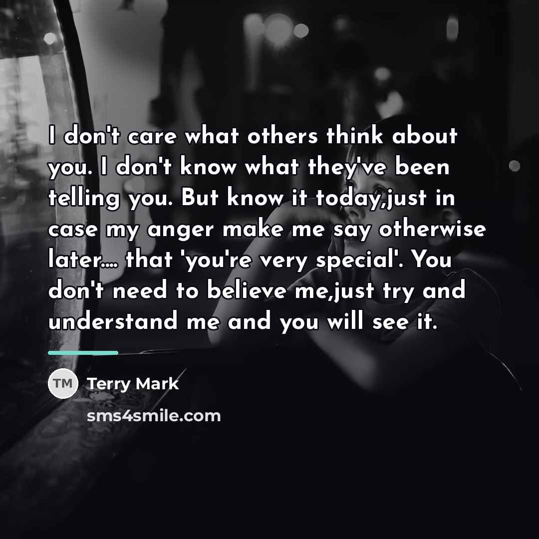 “I don't care what others think about you. I don't…” quote by Terry Mark