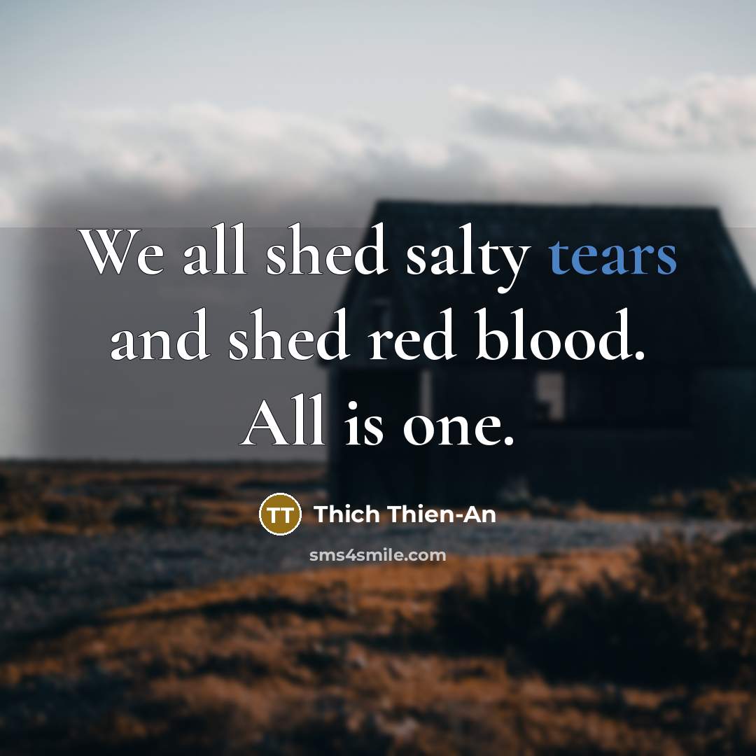 “We all shed salty tears and shed red blood. All…” quote by Thich Thien-An