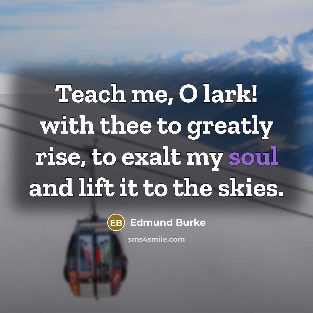 “Teach me, O lark! with thee to greatly rise, to…” quote by Edmund Burke
