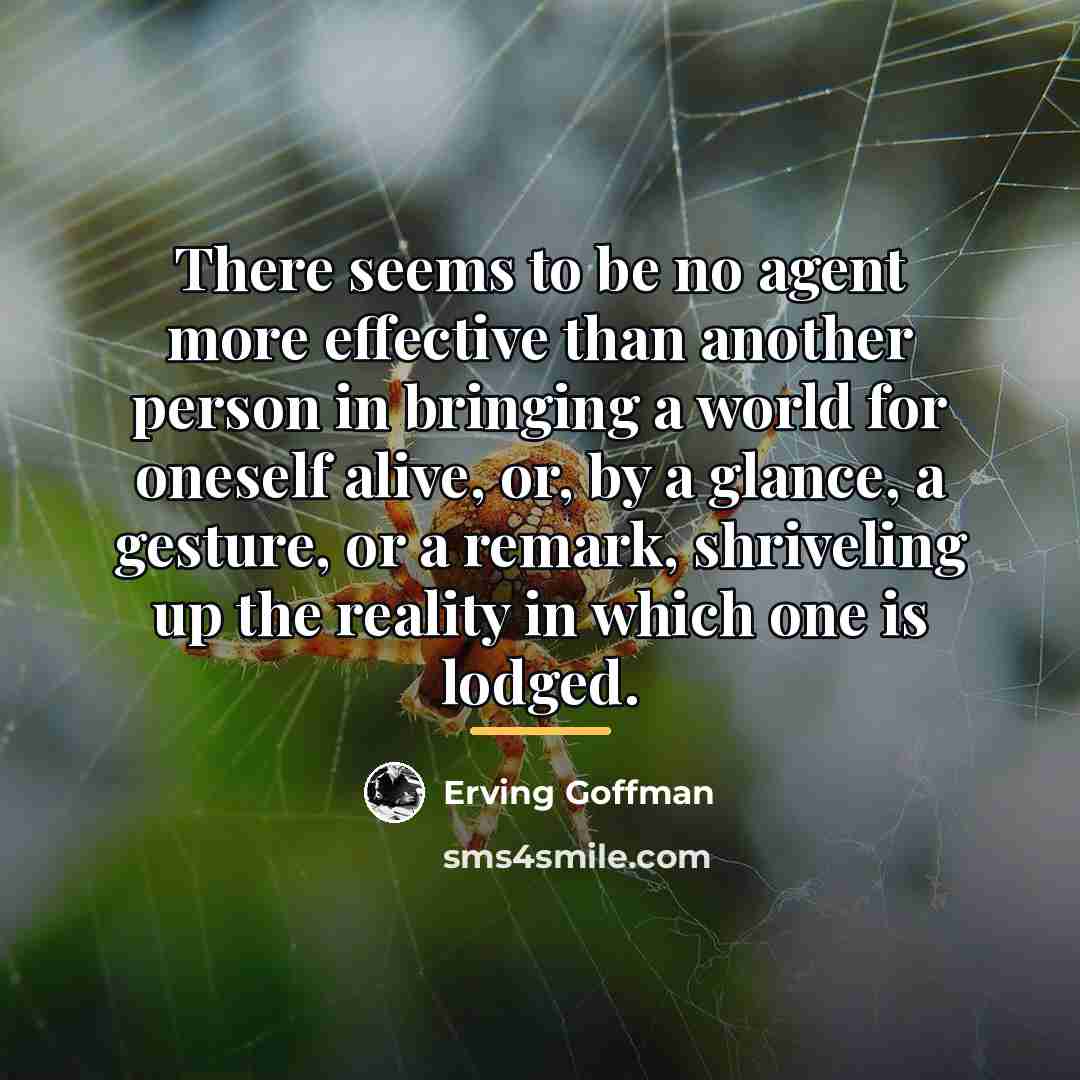 “There seems to be no agent more effective than another…” quote by Erving Goffman