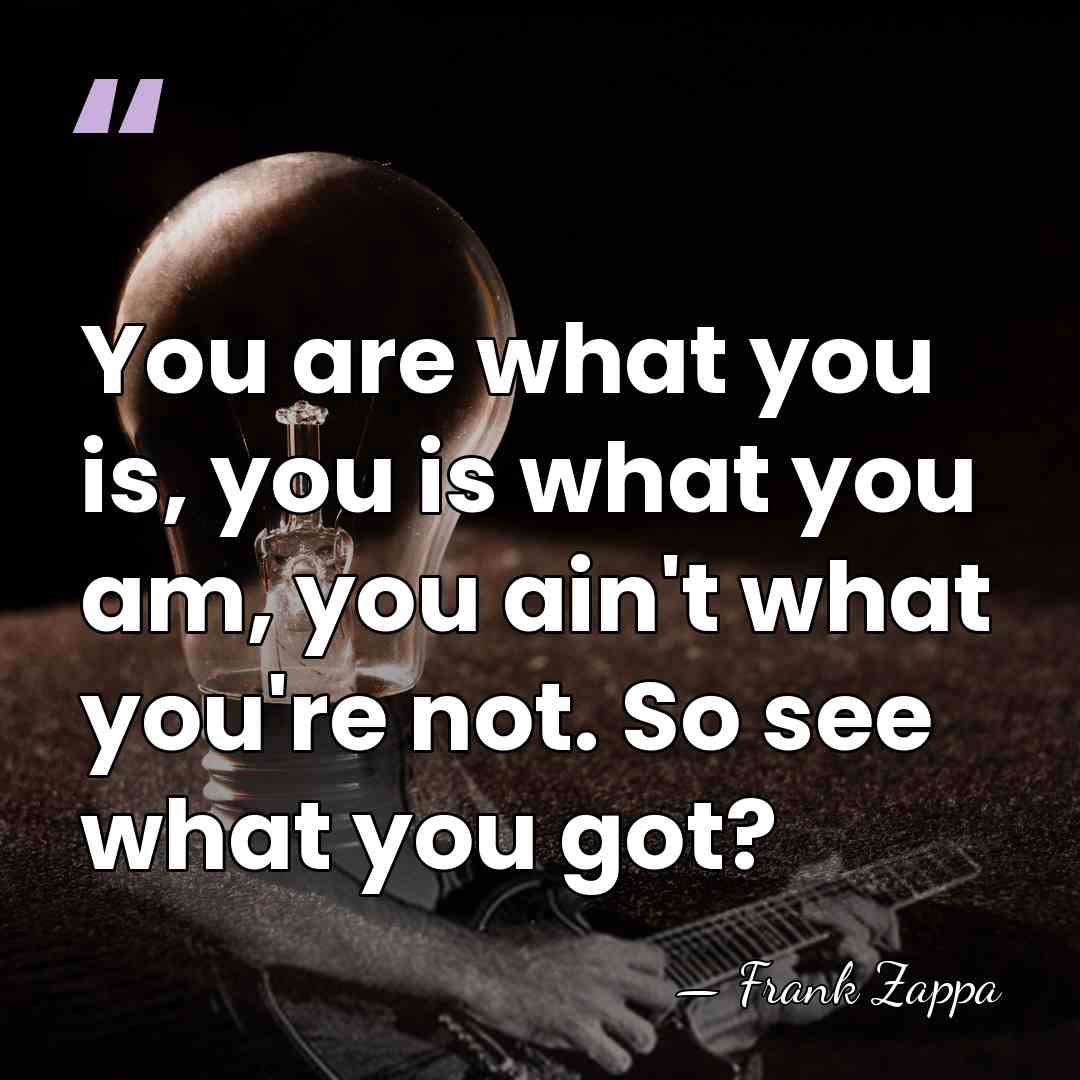 You are what you is, you is what you am, you ain't&hellip; - Frank Zappa