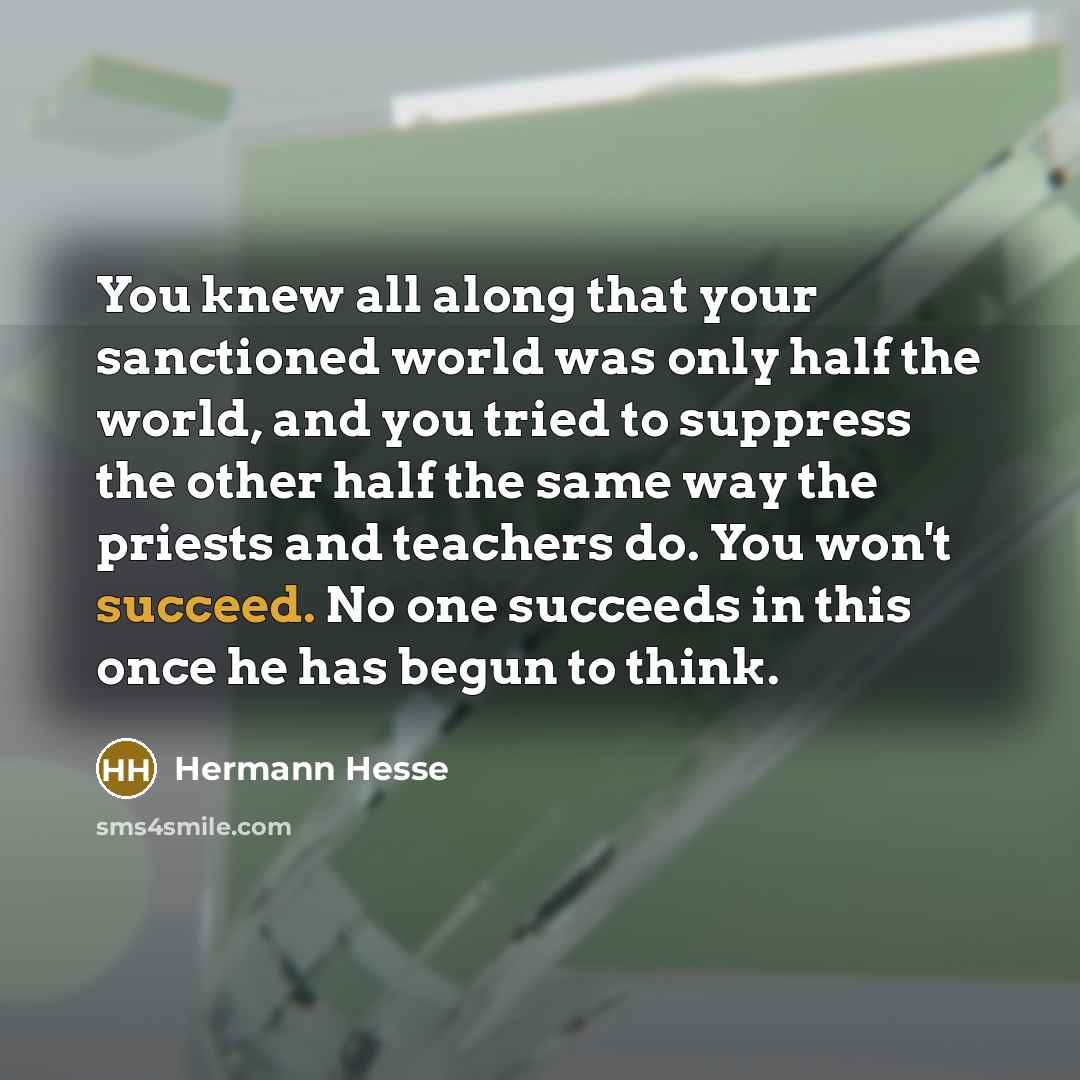 “You knew all along that your sanctioned world was only…” quote by Hermann Hesse