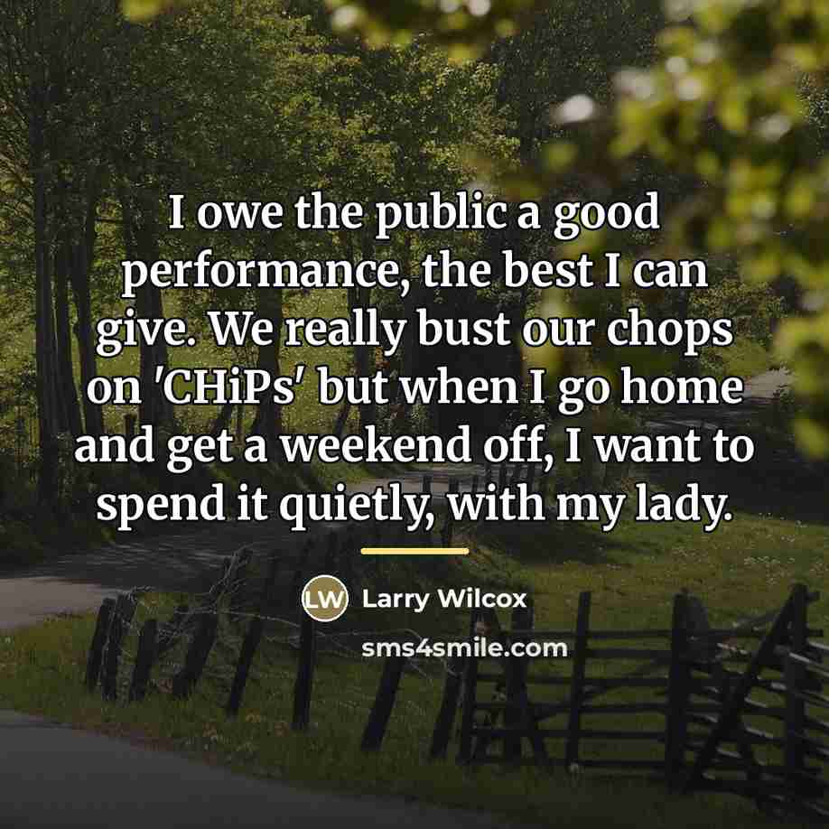 “I owe the public a good performance, the best I…” quote by Larry Wilcox