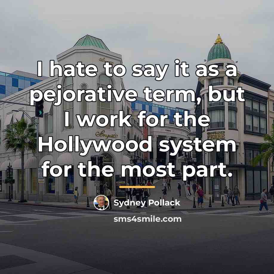 “I hate to say it as a pejorative term, but…” quote by Sydney Pollack