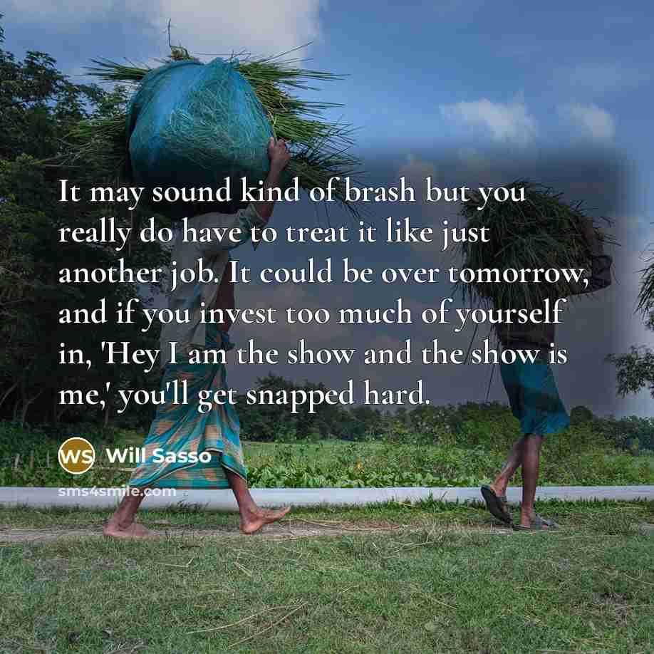 “It may sound kind of brash but you really do…” quote by Will Sasso