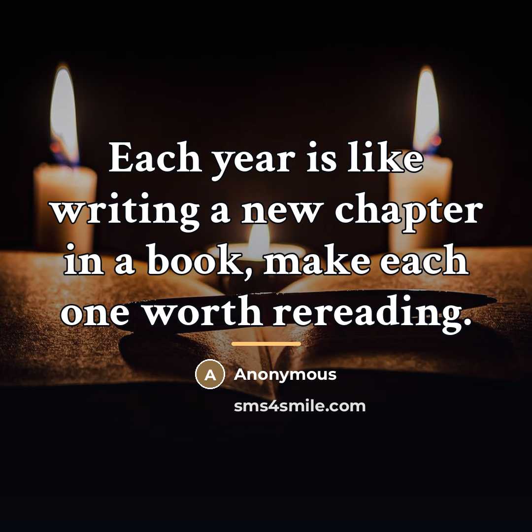 “Each year is like writing a new chapter in a…” quote by Anonymous
