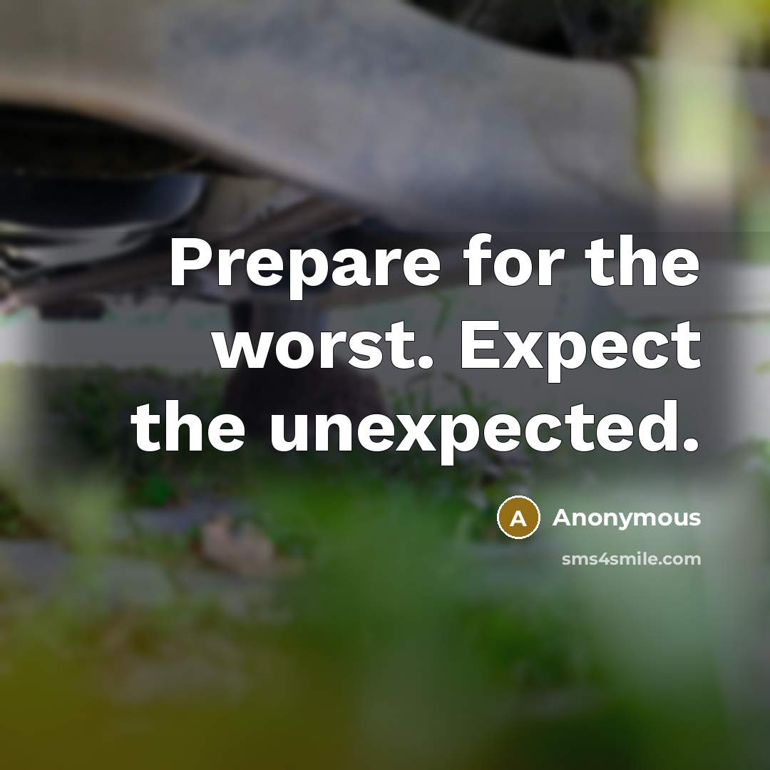 “Prepare for the worst. Expect the unexpected.” quote by Anonymous
