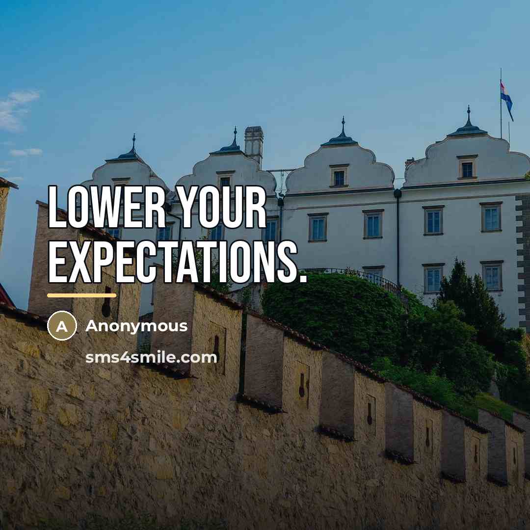 “Lower your expectations.…” quote by Anonymous