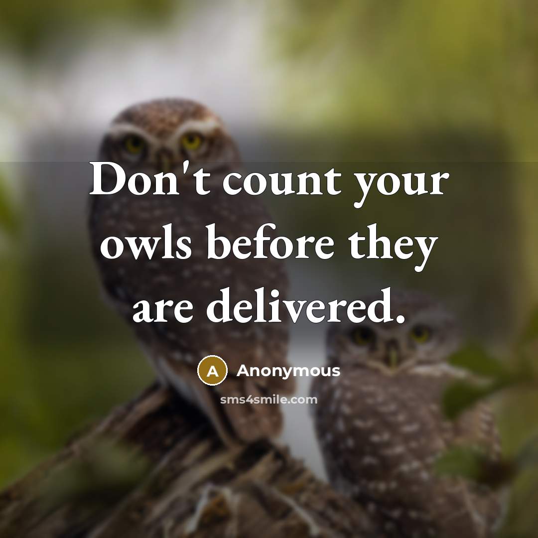 “Don't count your owls before they are delivered.…” quote by Anonymous