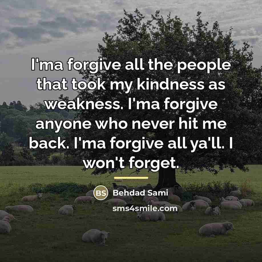 “I'ma forgive all the people that took my kindness as…” quote by Behdad Sami