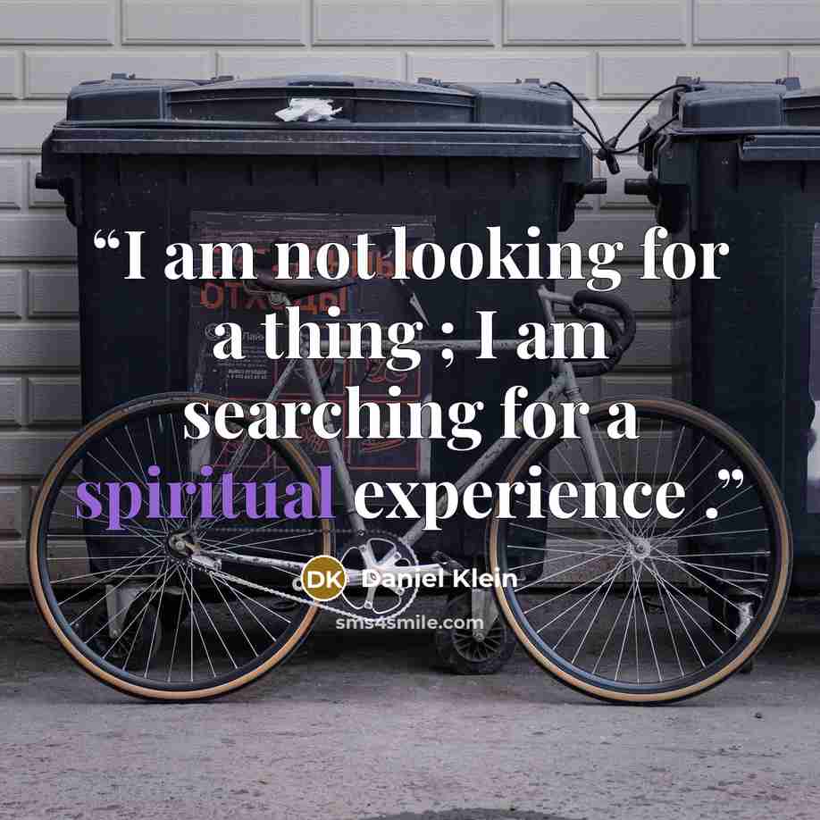 “I am not looking for a thing ; I am searching for a spiritual experience .” quote by Daniel Klein
