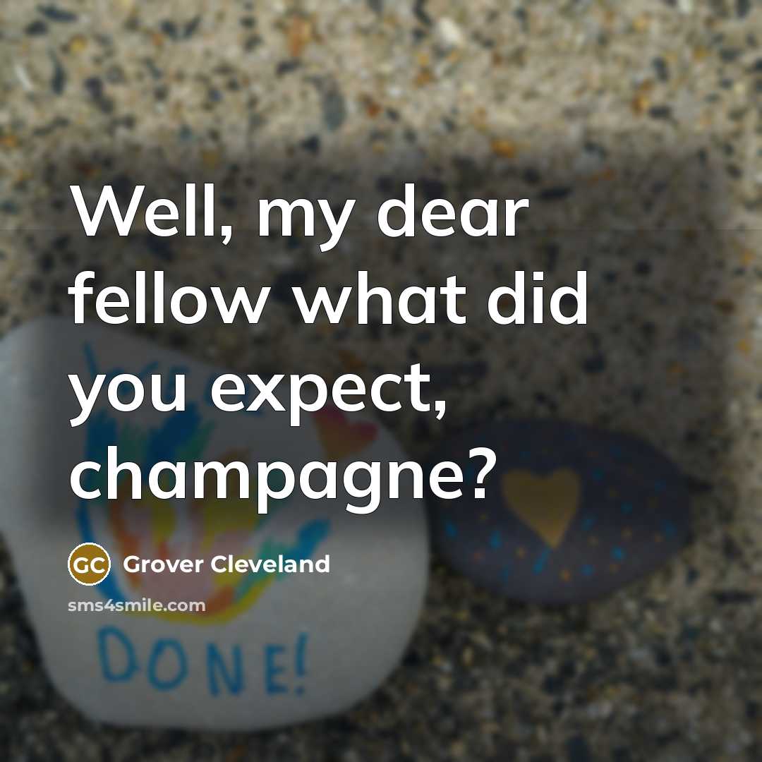 “Well, my dear fellow what did you expect, champagne?…” quote by Grover Cleveland