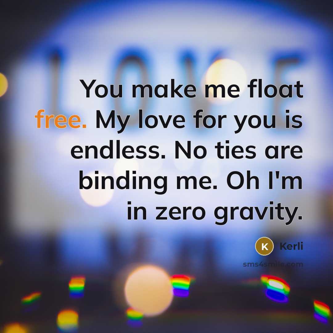 “You make me float free. My love for you is…” quote by Kerli