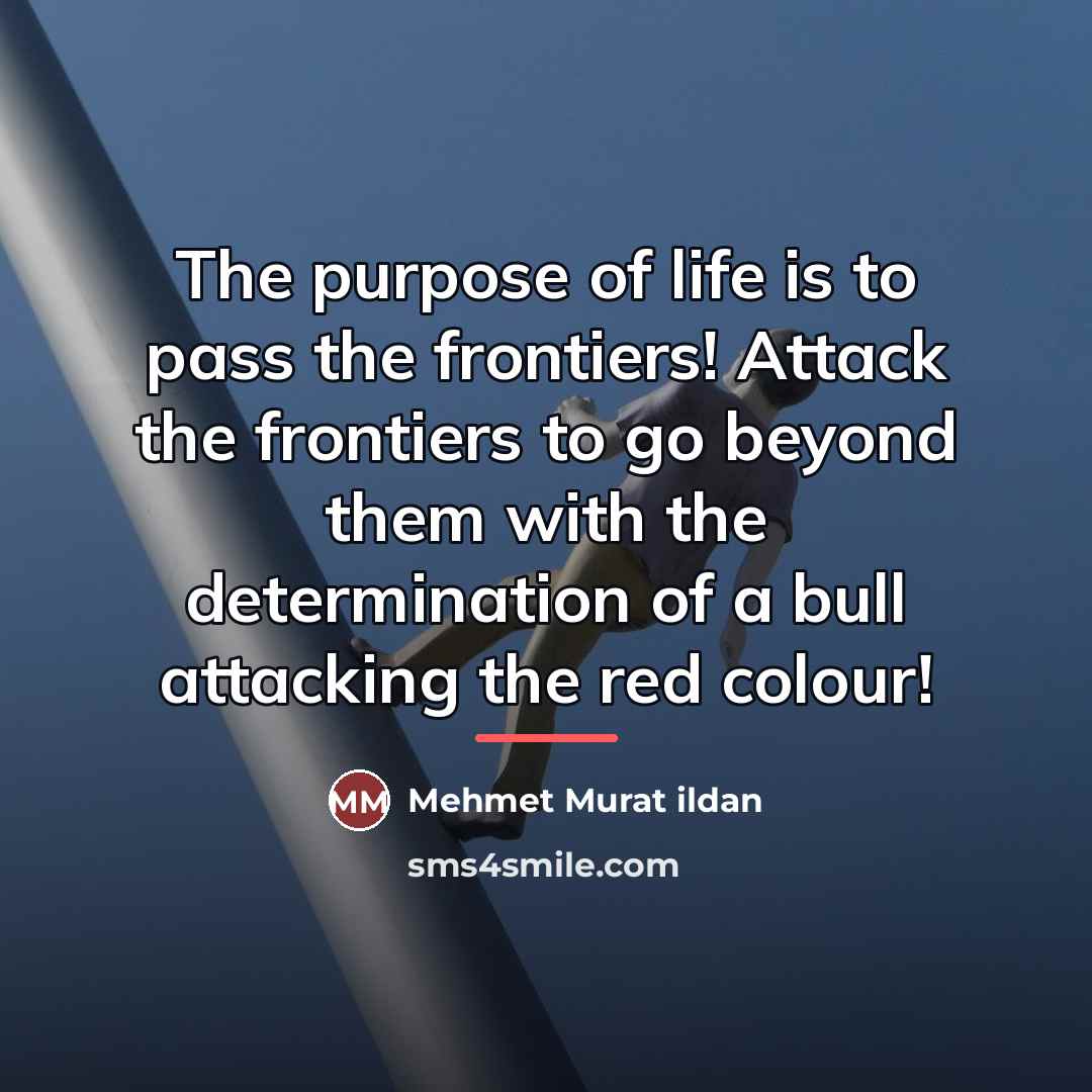 “The purpose of life is to pass the frontiers! Attack…” quote by Mehmet Murat Ildan