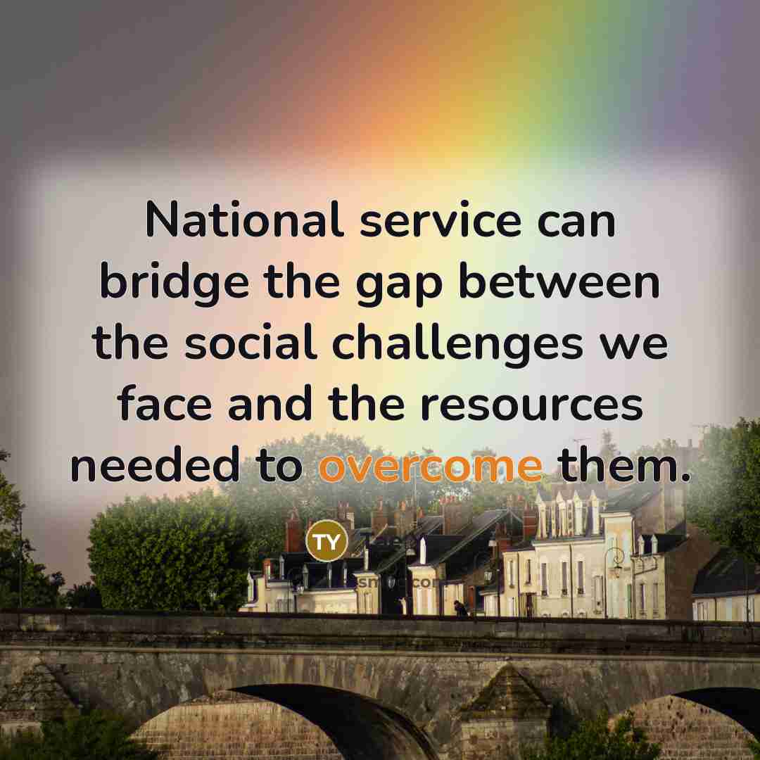 “National service can bridge the gap between the social challenges…” quote by Tae Yoo