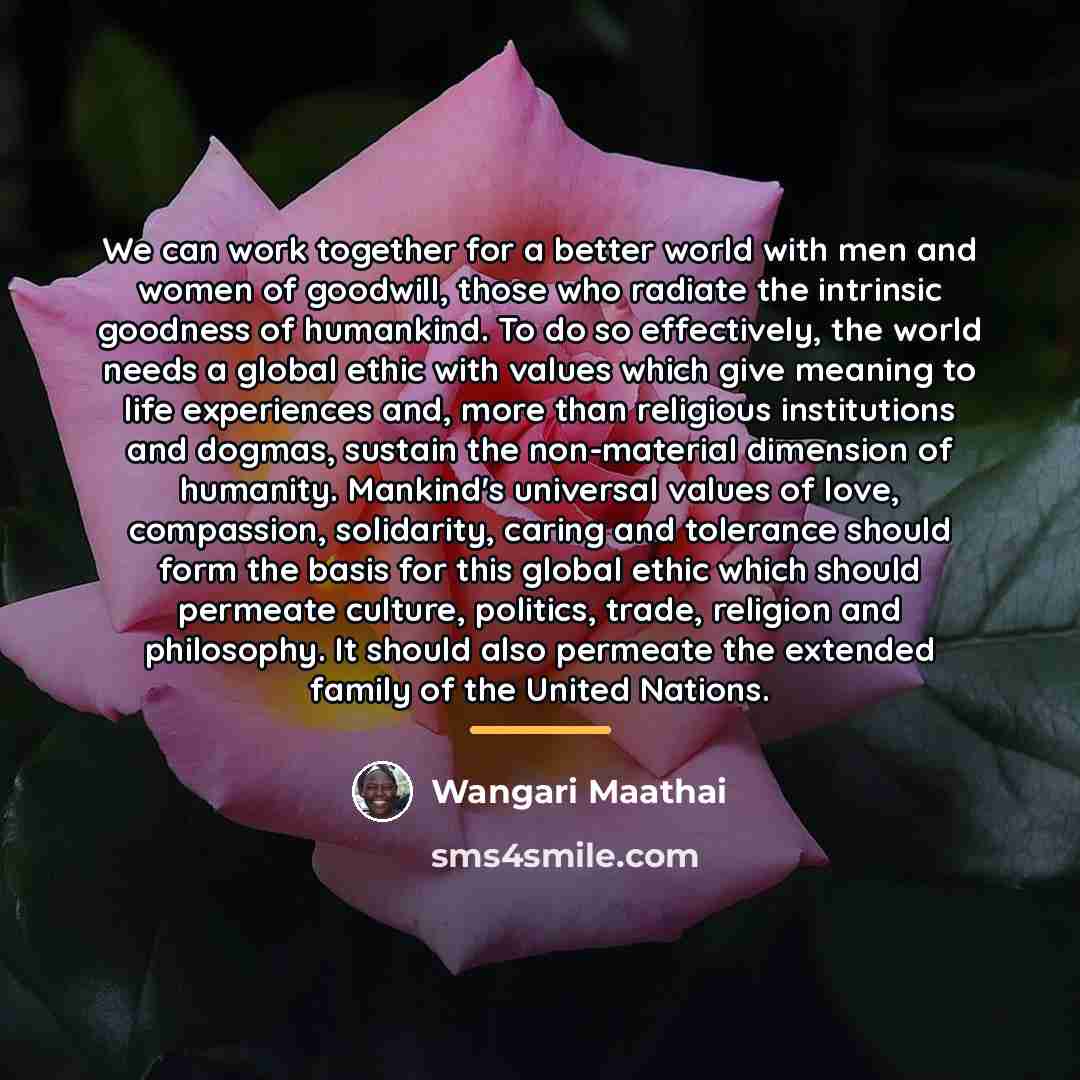 “We can work together for a better world with men…” quote by Wangari Maathai