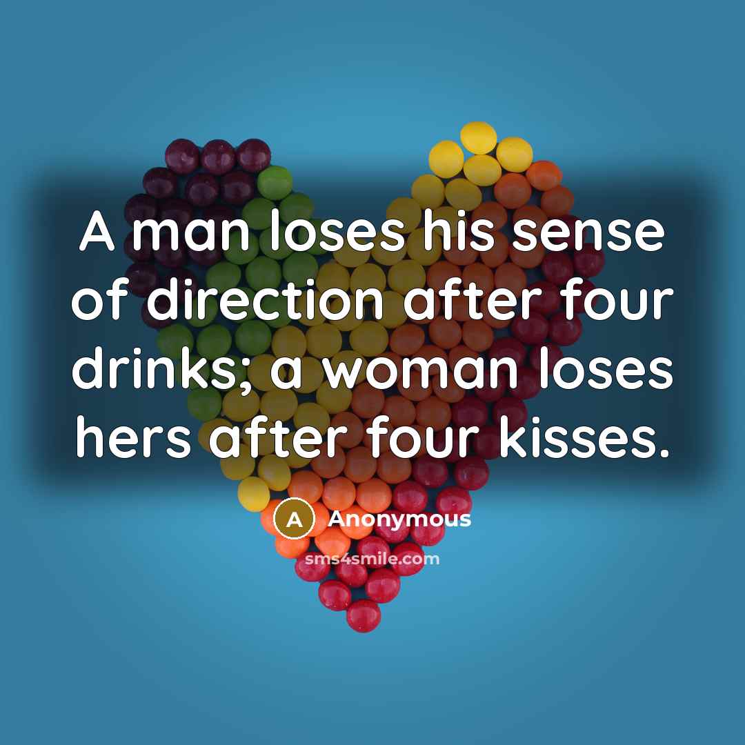 “A man loses his sense of direction after four drinks;…” quote by Anonymous