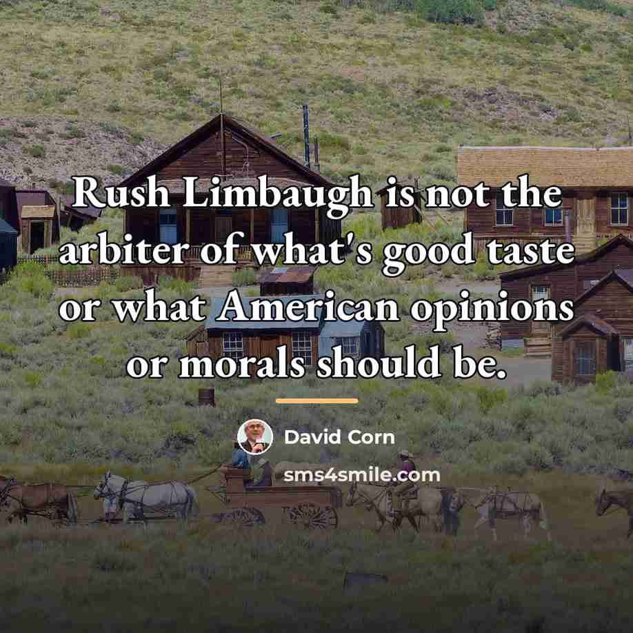 “Rush Limbaugh is not the arbiter of what's good taste…” quote by David Corn