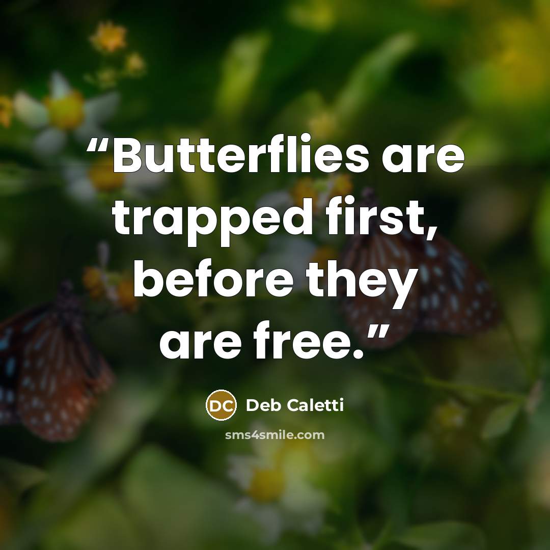“Butterflies are trapped first, before they are free.” quote by Deb Caletti