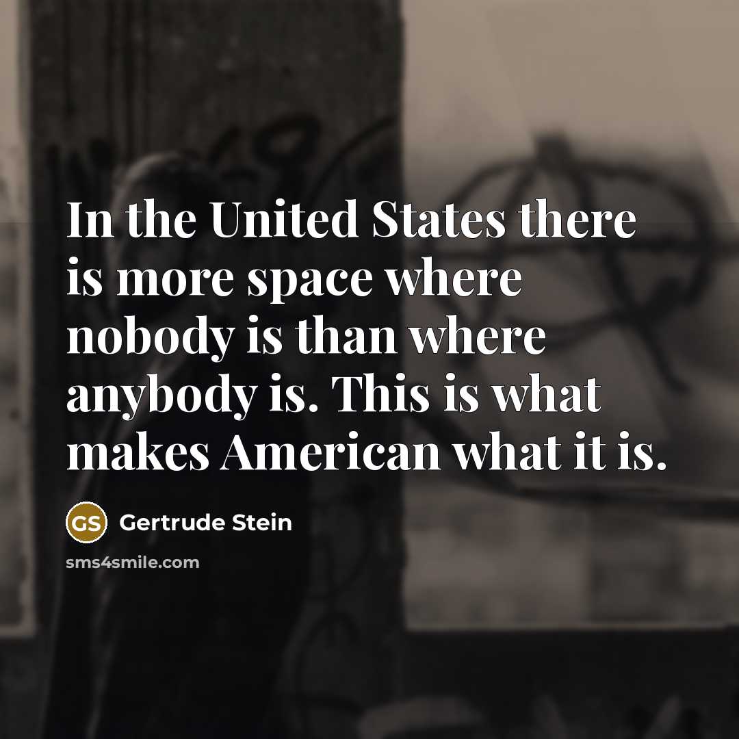 “In the United States there is more space where nobody…” quote by Gertrude Stein