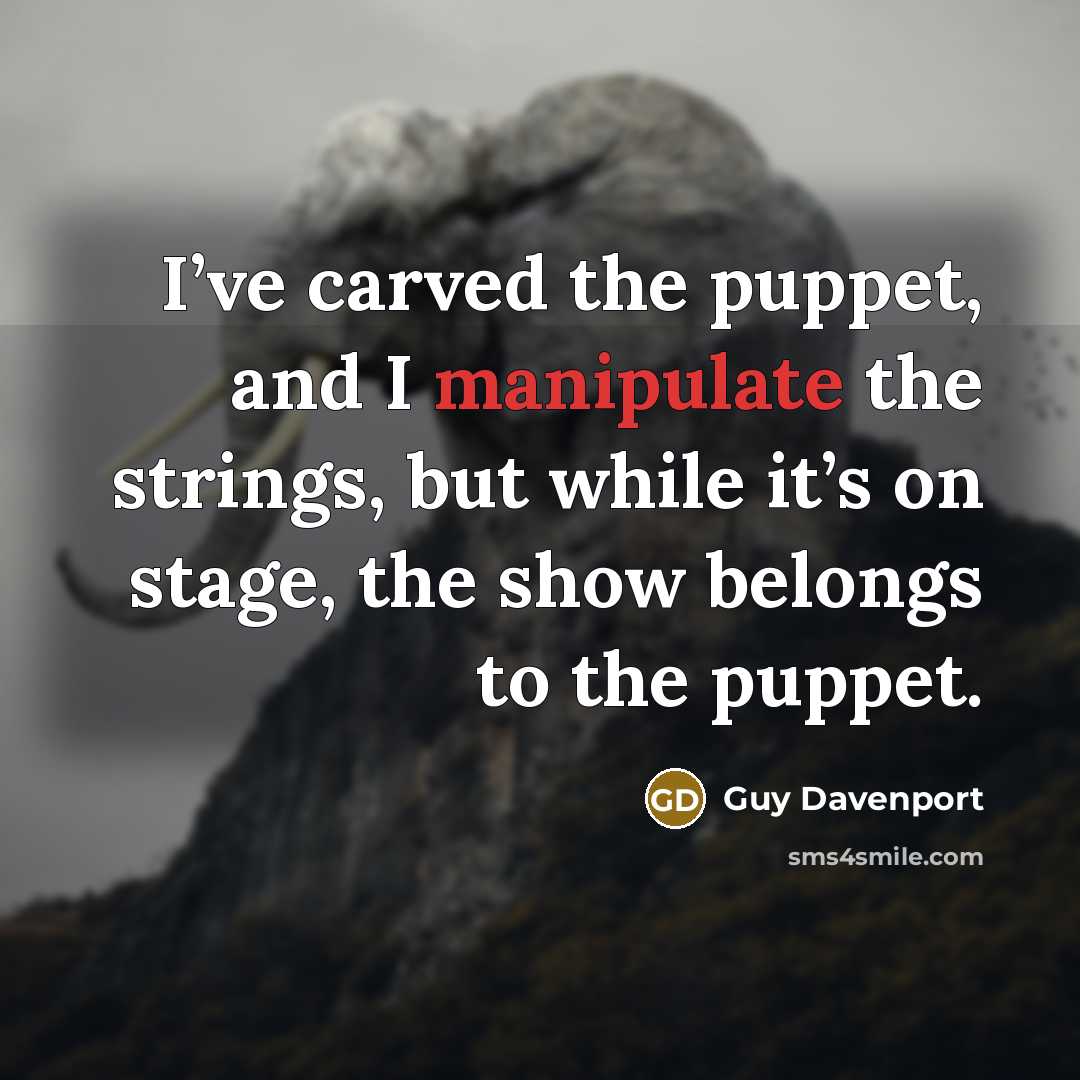 “I’ve carved the puppet, and I manipulate the strings, but…” quote by Guy Davenport