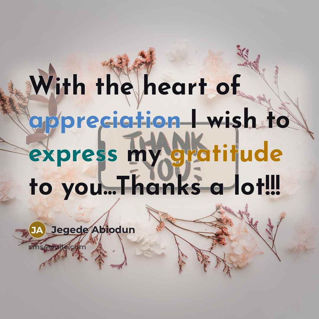 “With the heart of appreciation I wish to express my gratitude to you...Thanks a lot!!!” quote by Jegede Abiodun