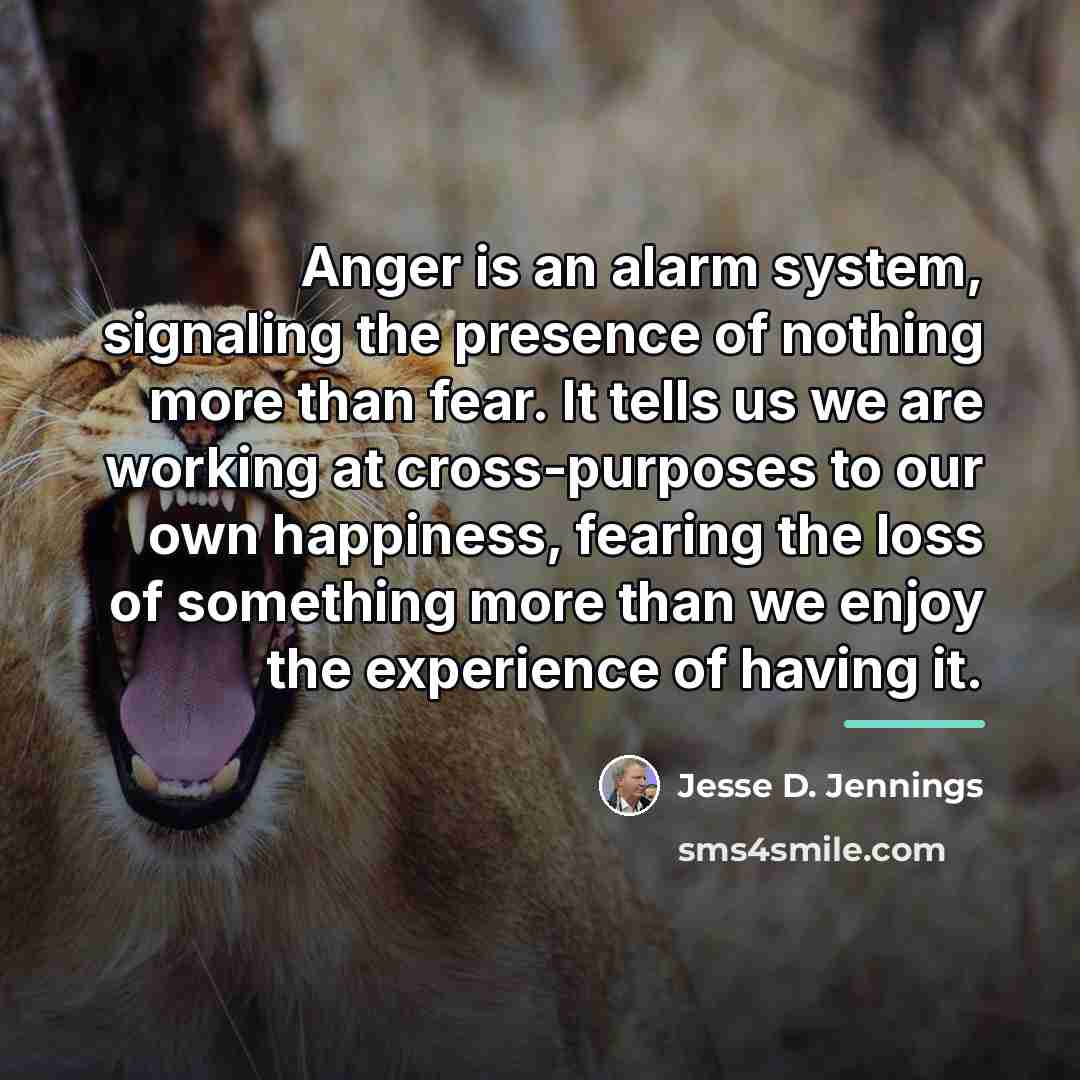 “Anger is an alarm system, signaling the presence of nothing…” quote by Jesse D. Jennings