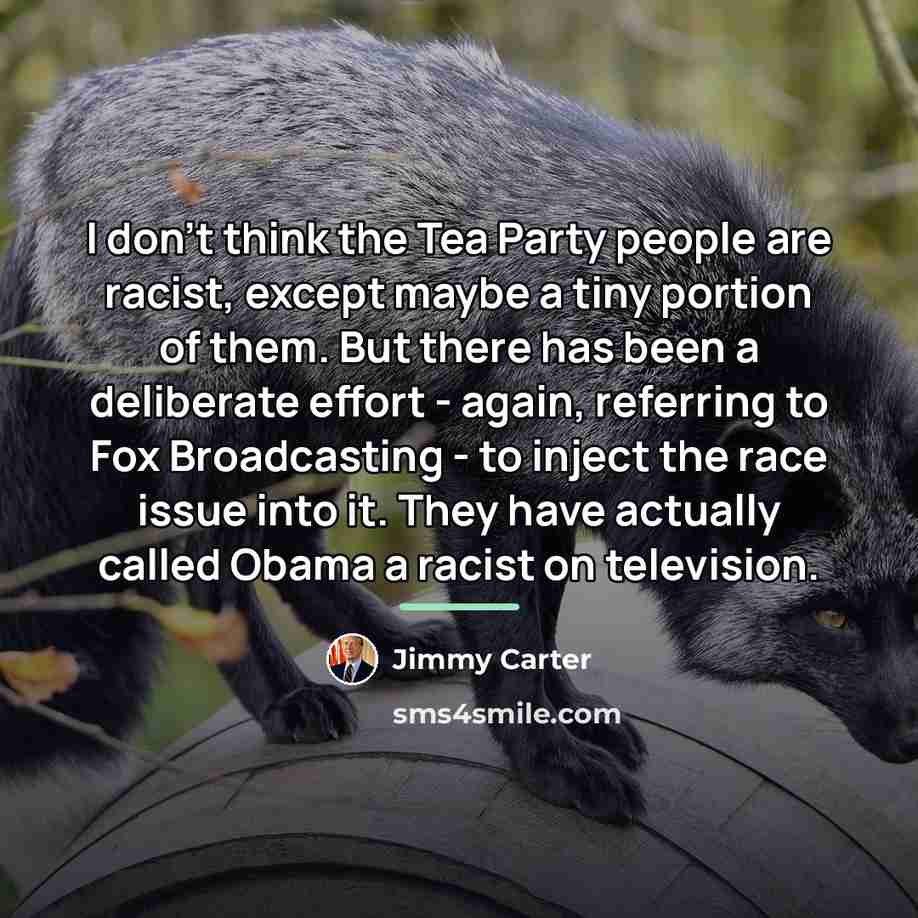 “I don't think the Tea Party people are racist, except…” quote by Jimmy Carter
