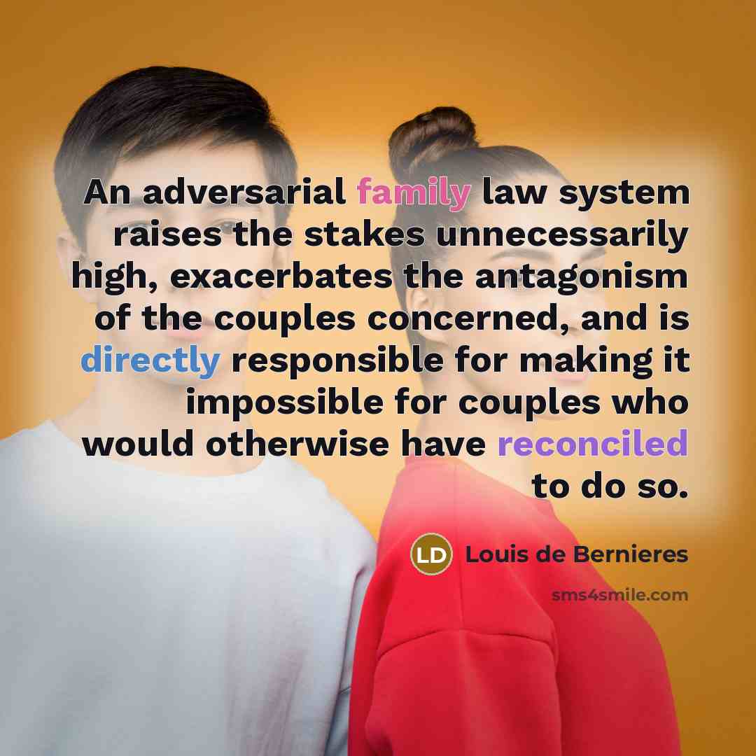 “An adversarial family law system raises the stakes unnecessarily high,…” quote by Louis de Bernieres